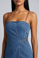 Ailany Denim Faux Wrap Dress