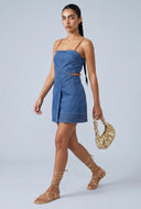 Ailany Denim Faux Wrap Dress