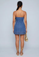 Ailany Denim Faux Wrap Dress