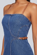 Ailany Denim Faux Wrap Dress