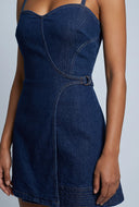 Ailany Denim Faux Wrap Dress