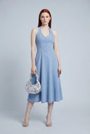 Denim Pintuck Halter Dress