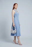 Denim Pintuck Halter Dress