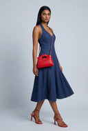 Denim Pintuck Halter Dress