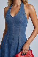Denim Halter Mini Dress