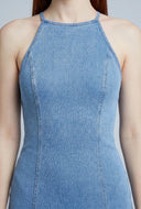 Open Back Denim Mini Dress