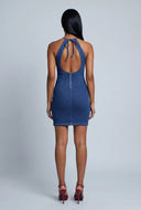 Open Back Denim Mini Dress