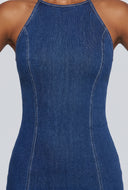 Open Back Denim Mini Dress