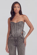 Glam Studded Denim Lace-Up Corset