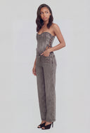 Glam Studded Denim Lace-Up Corset