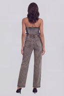 Glam Studded Denim Lace-Up Corset