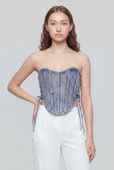 Glam Studded Denim Lace-Up Corset