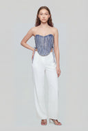 Glam Studded Denim Lace-Up Corset