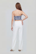 Glam Studded Denim Lace-Up Corset