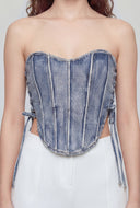 Glam Studded Denim Lace-Up Corset