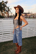 Glam Studded Denim Lace-Up Corset