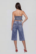 Glam Studded Denim Lace-Up Corset