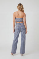 Glam Strapless Denim Crop Corset Top