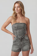 Glam Lace Up Denim Corset Top