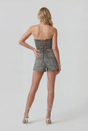 Glam Lace Up Denim Corset Top