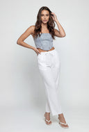 Glam Lace Up Denim Corset Top