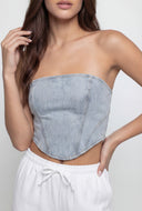 Glam Lace Up Denim Corset Top