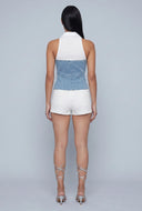 Layered Look Denim Corset Top