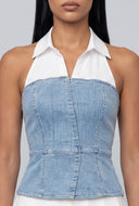 Layered Look Denim Corset Top