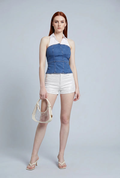 Layered Look Denim Corset Top