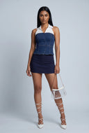 Layered Look Denim Corset Top