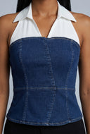 Layered Look Denim Corset Top