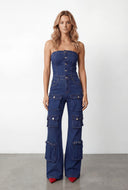Reese Strapless Denim Cargo Jumpsuit