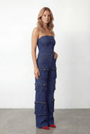 Reese Strapless Denim Cargo Jumpsuit