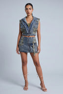 Aliyah Camo Denim Skirt