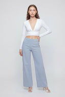 Stretch Wide-Leg Denim Pants