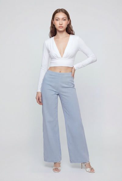 Stretch Wide-Leg Denim Pants