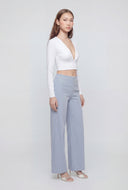 Stretch Wide-Leg Denim Pants