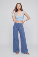 Stretch Wide-Leg Denim Pants