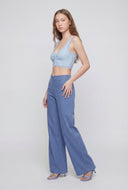Stretch Wide-Leg Denim Pants