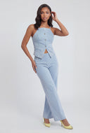 Denim Slit Hem Sleeveless Top