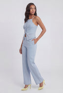 Denim Slit Hem Sleeveless Top