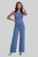 Denim Slit Hem Sleeveless Top