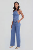Denim Slit Hem Sleeveless Top