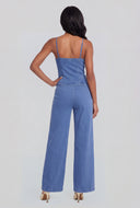 Denim Slit Hem Sleeveless Top