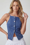 Denim Slit Hem Sleeveless Top