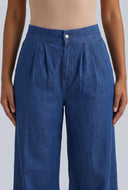 Chambray Wide-Leg Pants