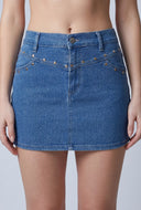 Amora Denim Studded Mini Skirt