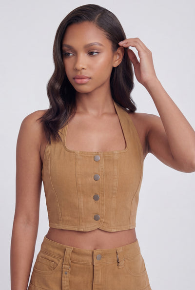 Denim Corset Halter Top