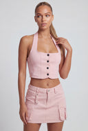 Denim Corset Halter Top