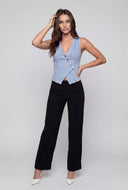 Alma Asymmetrical Button Denim Vest